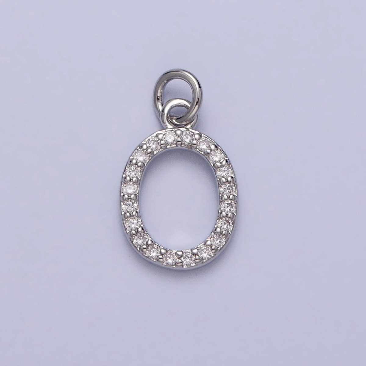 Clear Micro Paved CZ Initial Alphabet Letter Silver Personalized Charm | A-546-A-558