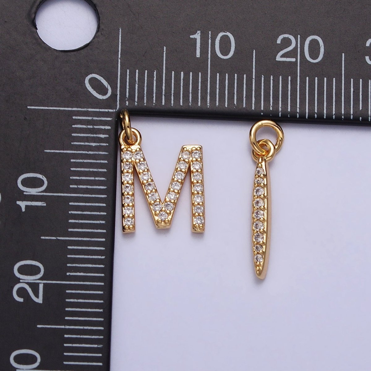 Clear Micro Paved CZ Initial Alphabet Letter Silver Personalized Charm | A-546-A-558