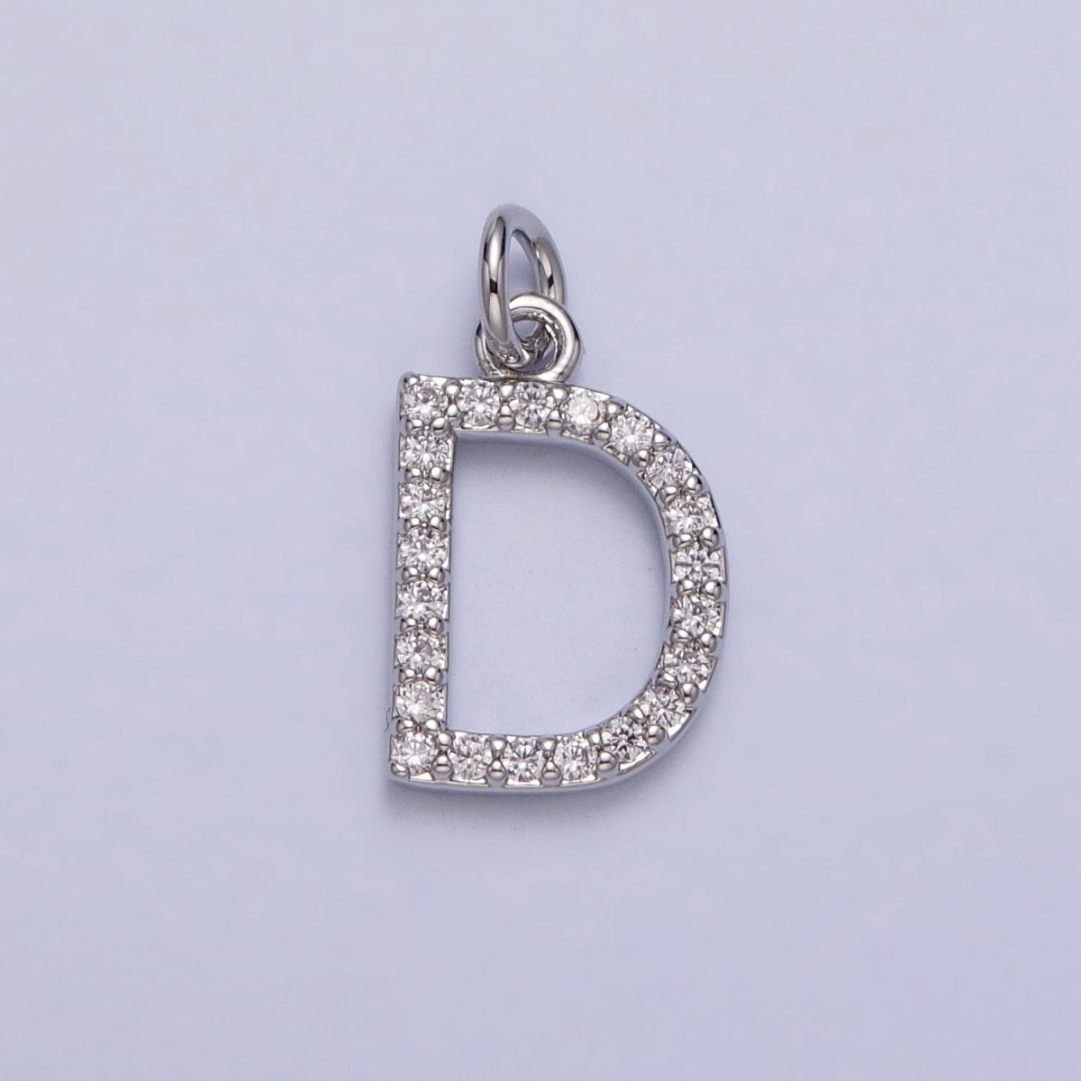 Clear Micro Paved CZ Initial Alphabet Letter Silver Personalized Charm | A-546-A-558