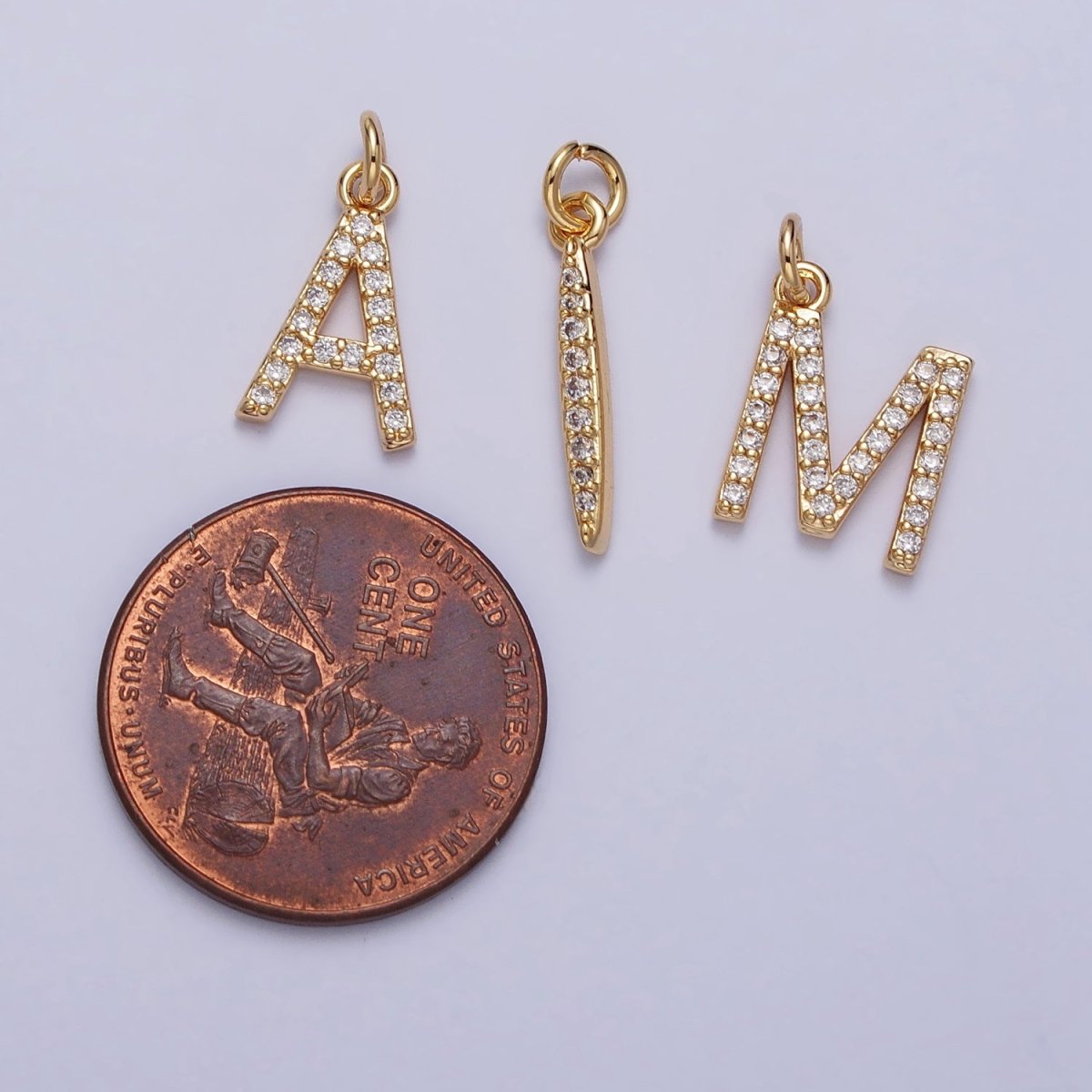 Clear Micro Paved CZ Initial Alphabet Letter Silver Personalized Charm | A-546-A-558