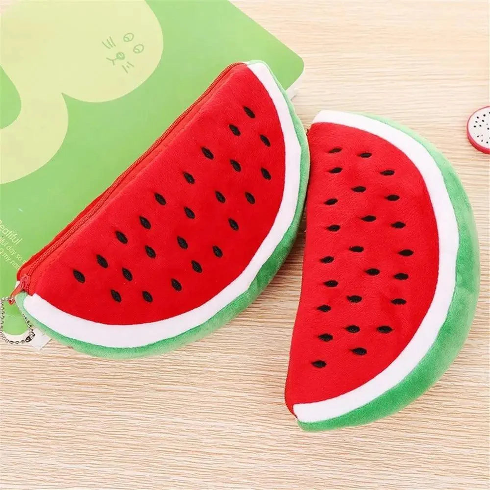 Colorful Watermelon Shaped Plush Soft Students Pencil Case Makeup Pouch Cute Design