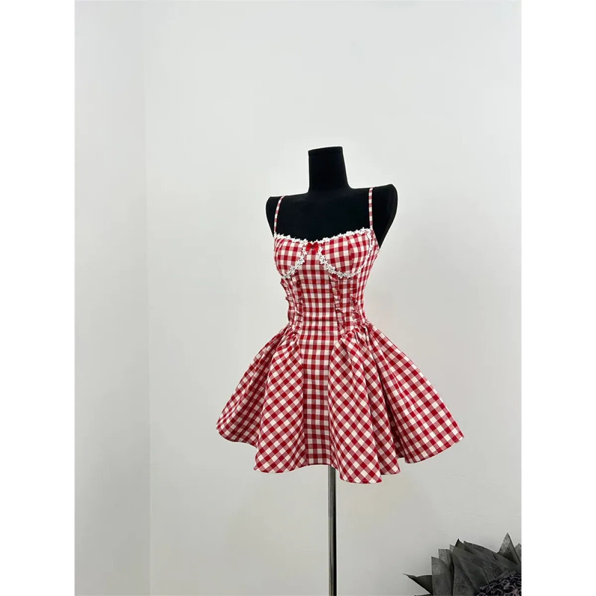 Coquette Plaid Mini Dress – Balletcore Gyaru Party Dress