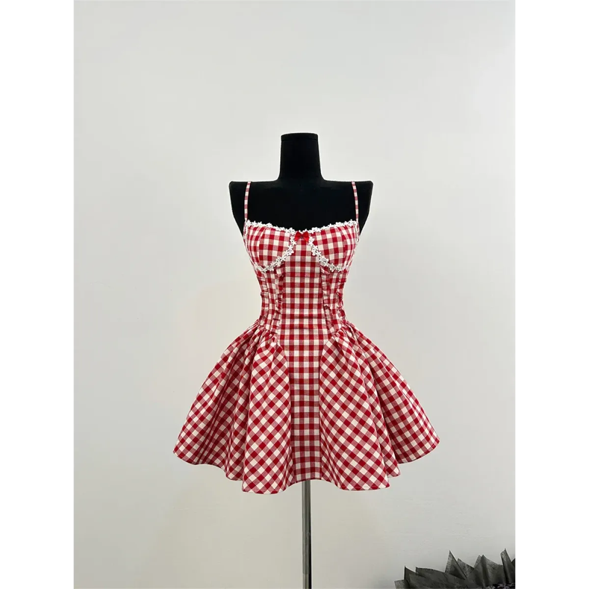 Coquette Plaid Mini Dress – Balletcore Gyaru Party Dress