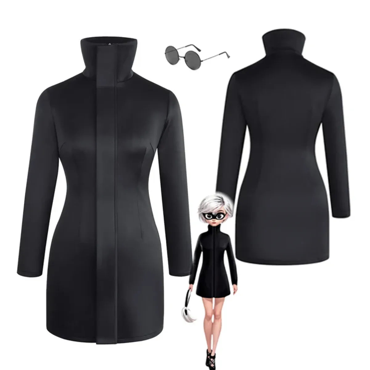 Gojo-Inspired Bodycon Cosplay Dress β Stretch Fit with Glasses Set