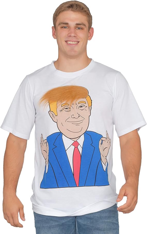 Costume Agent Former President 3D Hair White T-Shirt