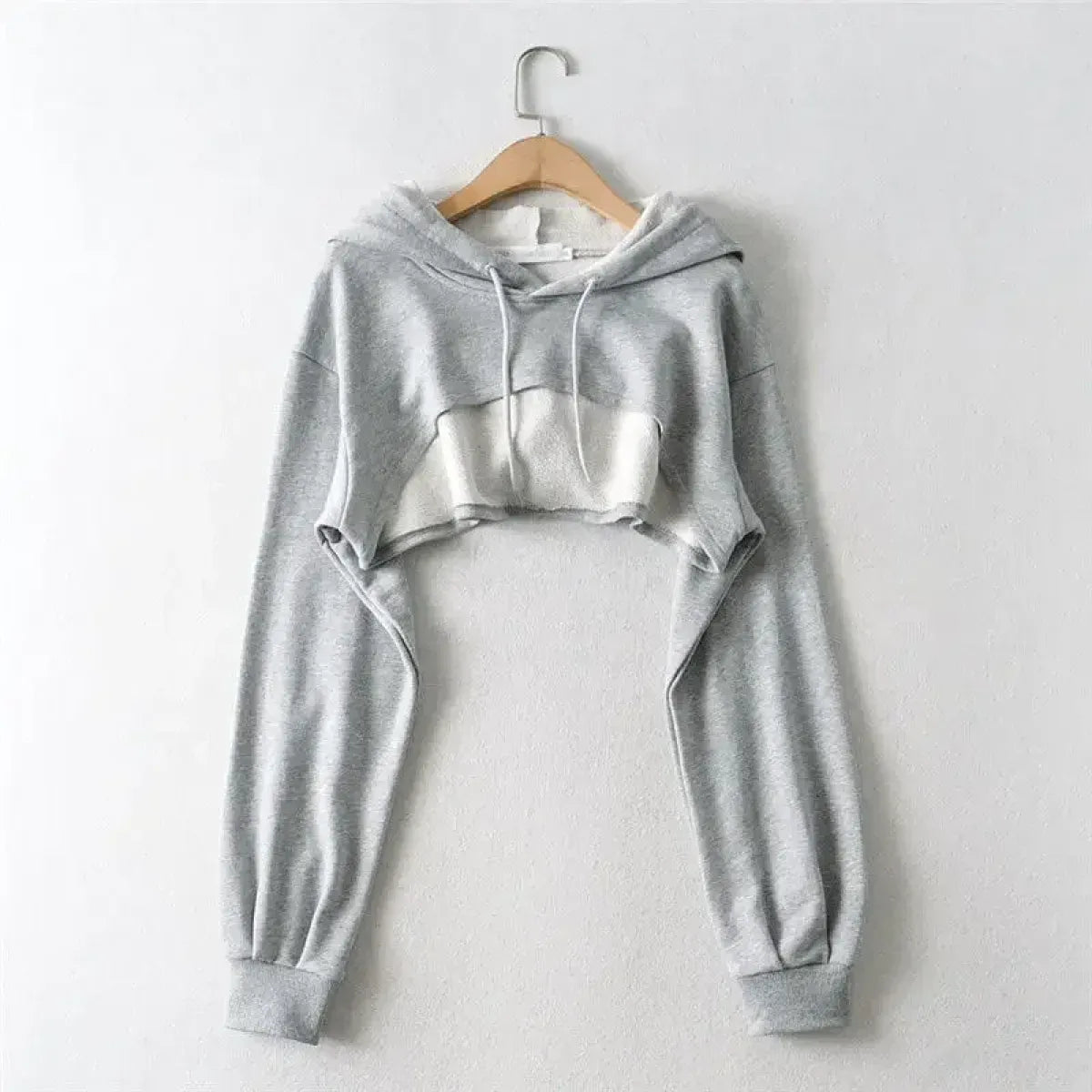 Cropped Hoodie with Raw Hem