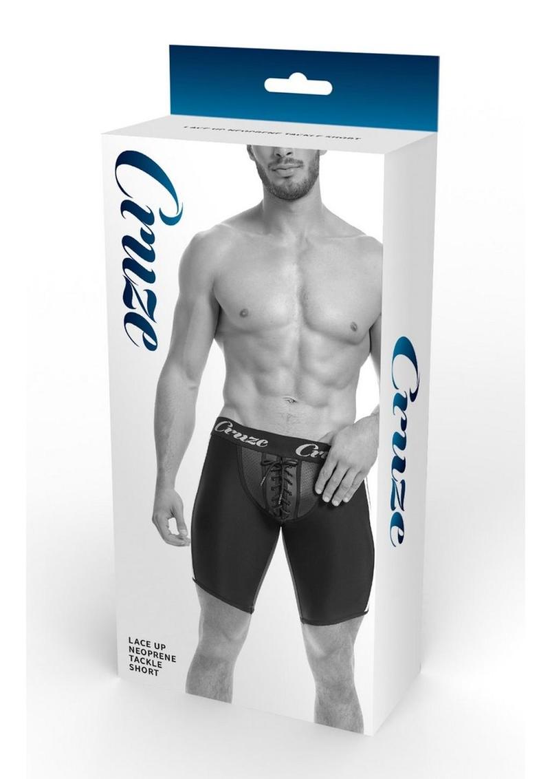 Cruze Lace-Up Neoprene Tackle Shorts Fetish Sport Shorts for Men