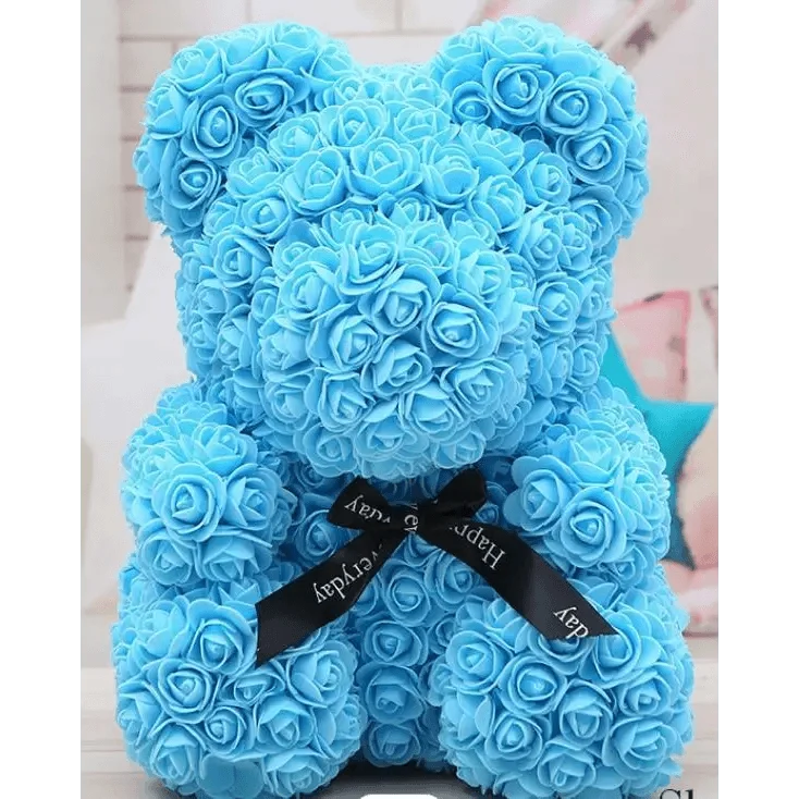 Cute artificial rose flower teddy bears gift box for home decor - Christmas Valentine&