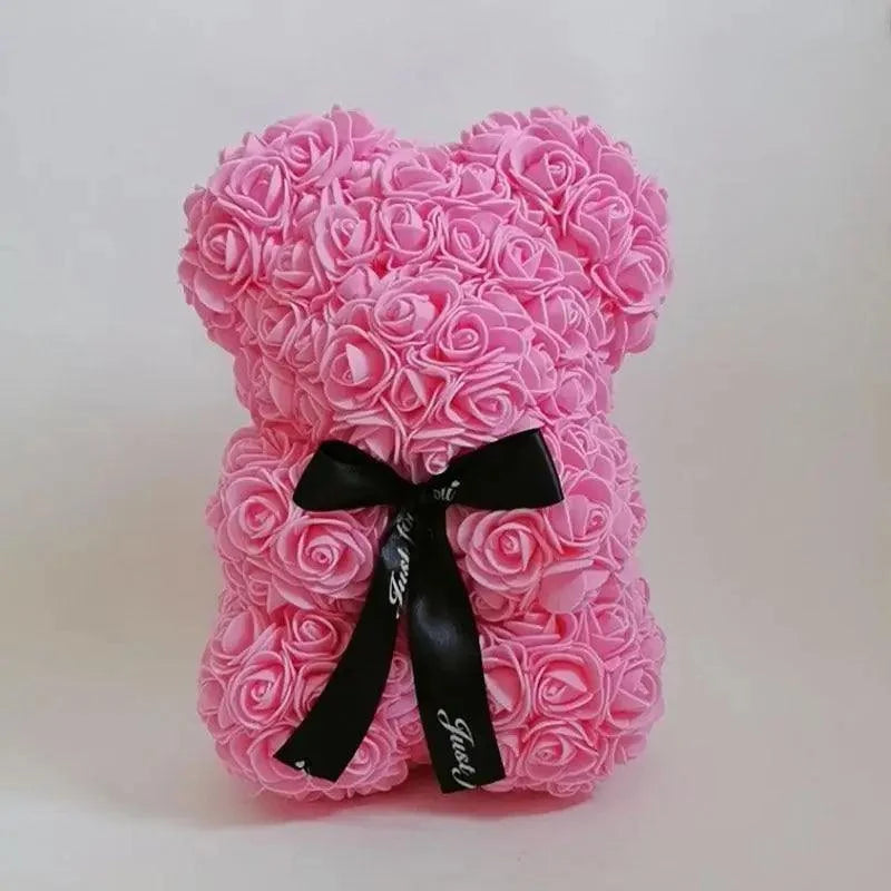 Cute artificial rose flower teddy bears gift box for home decor - Christmas Valentine&