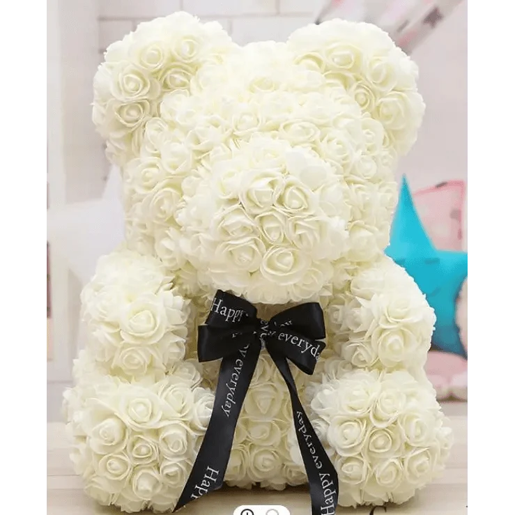Cute artificial rose flower teddy bears gift box for home decor - Christmas Valentine&