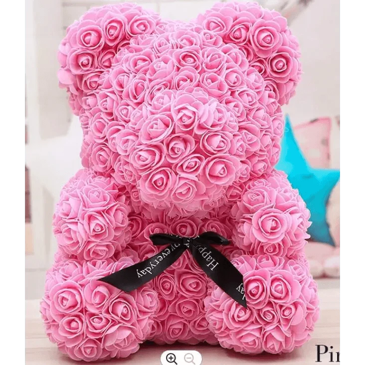 Cute artificial rose flower teddy bears gift box for home decor - Christmas Valentine&