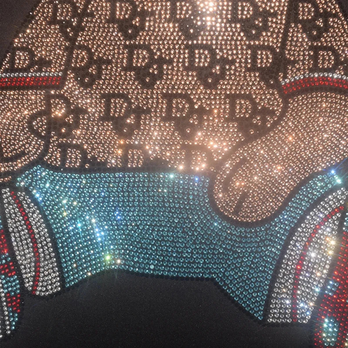 Cute Bear Cotton T-Shirt - Rhinestone Cartoon Top for Women
