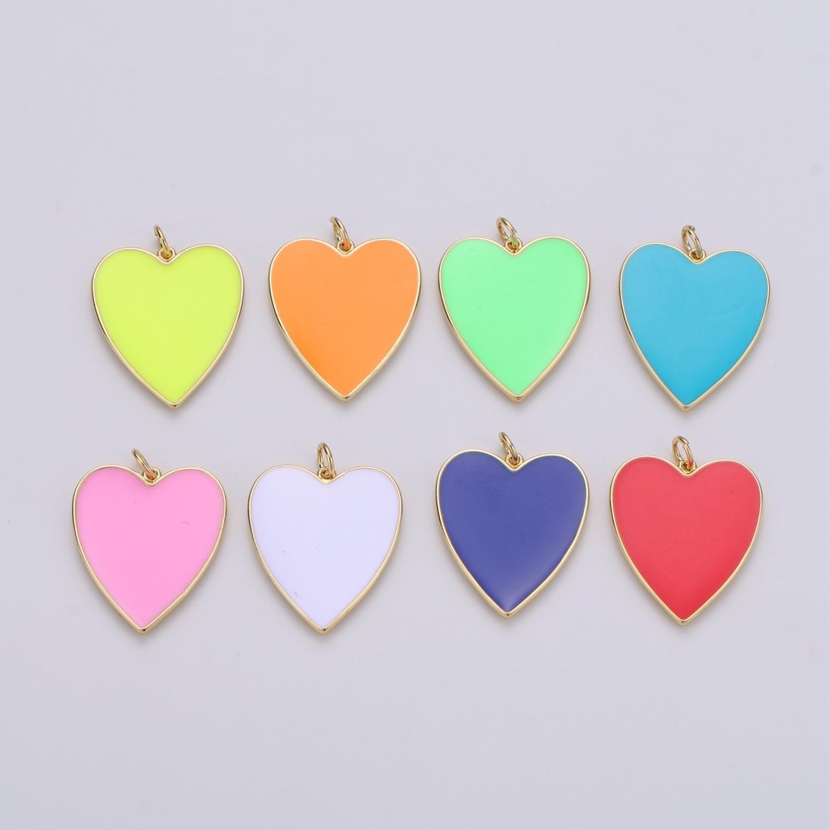 Cute Enamel Colorful Heart Gold Filled Charm - D-658 TO D-664 E-161