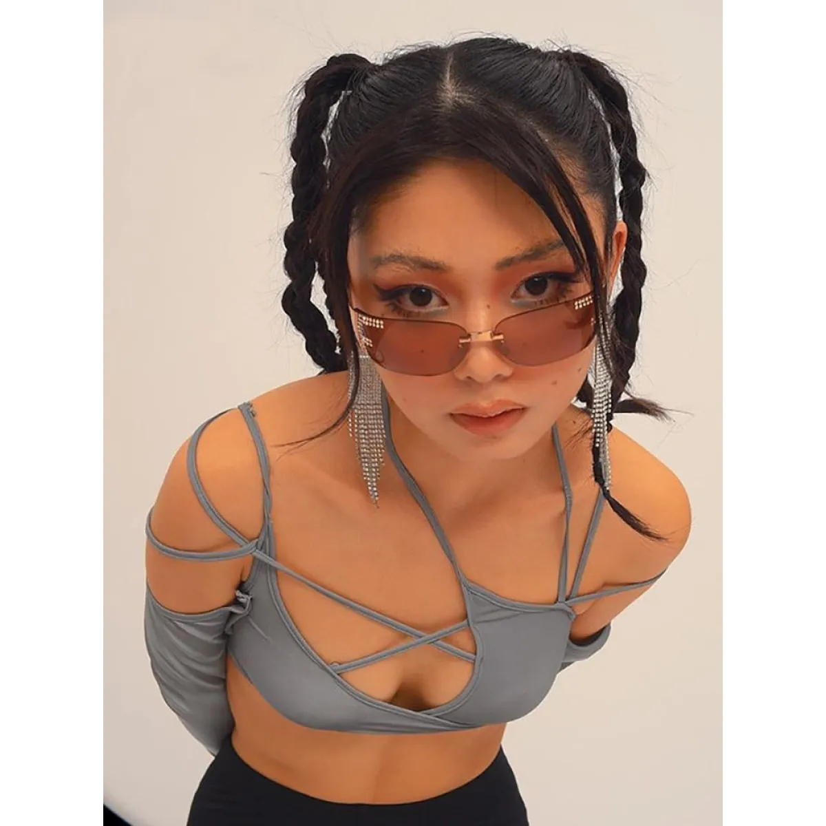 Cyber Punk Long Sleeve Crop Top