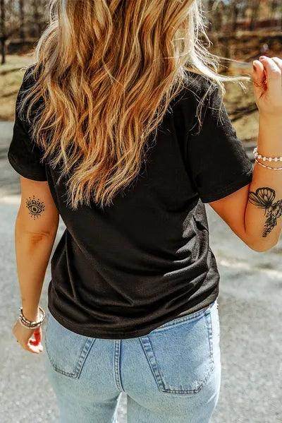Sequin Round Neck Short Sleeve T-Shirt for Women Fashion