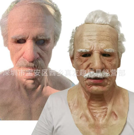 Halloween Granny Mask Latex Headgear Wig Mask