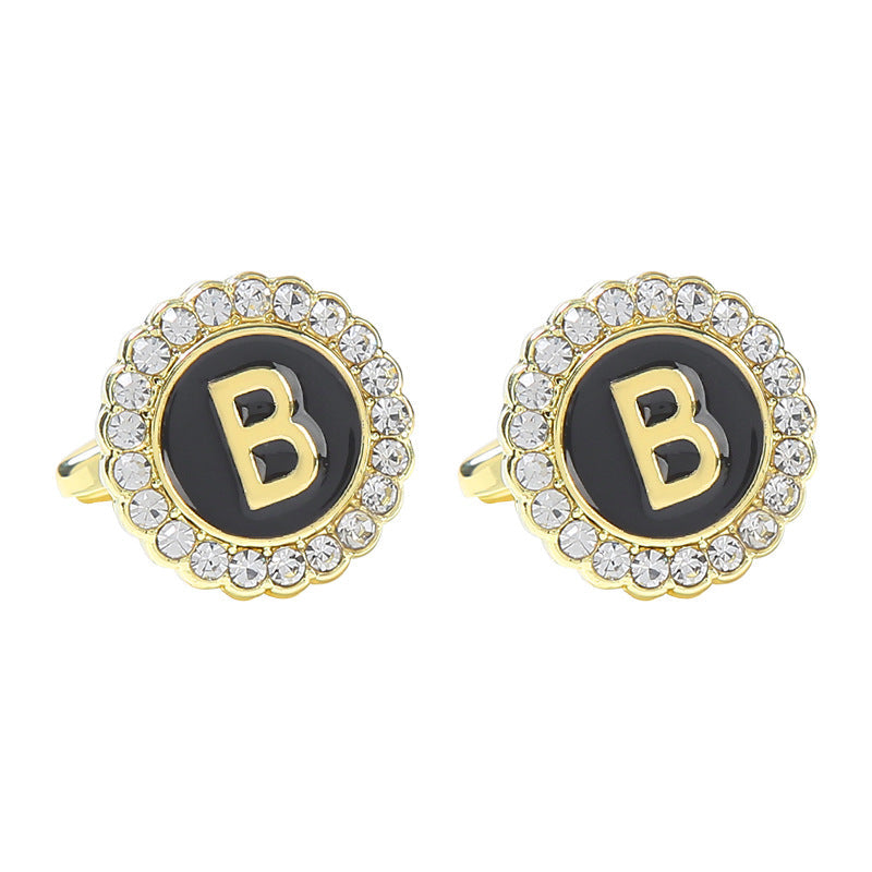 Round Diamond French Cufflinks Men&
