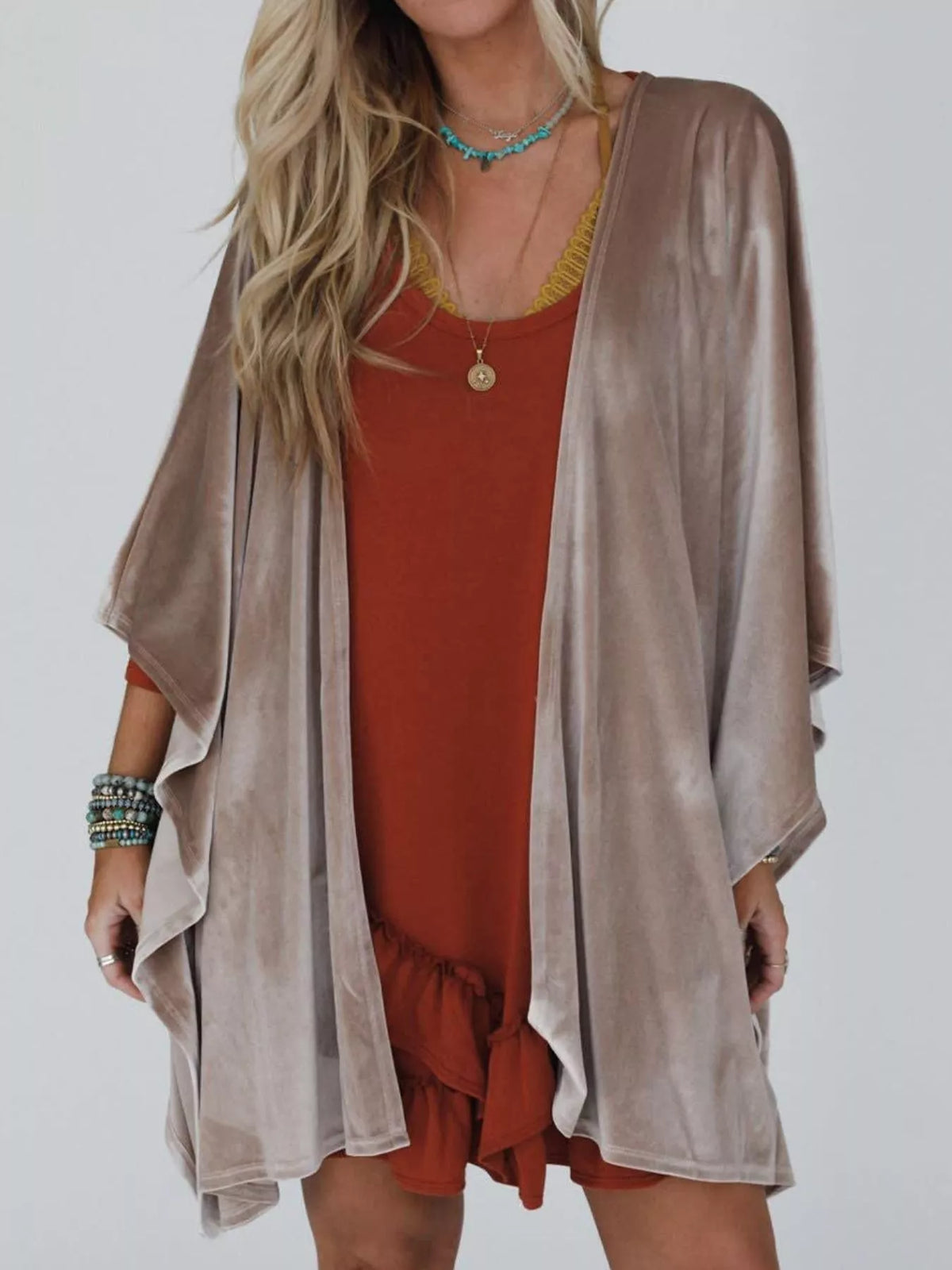 Open Front Draped Sleeve Cardigan