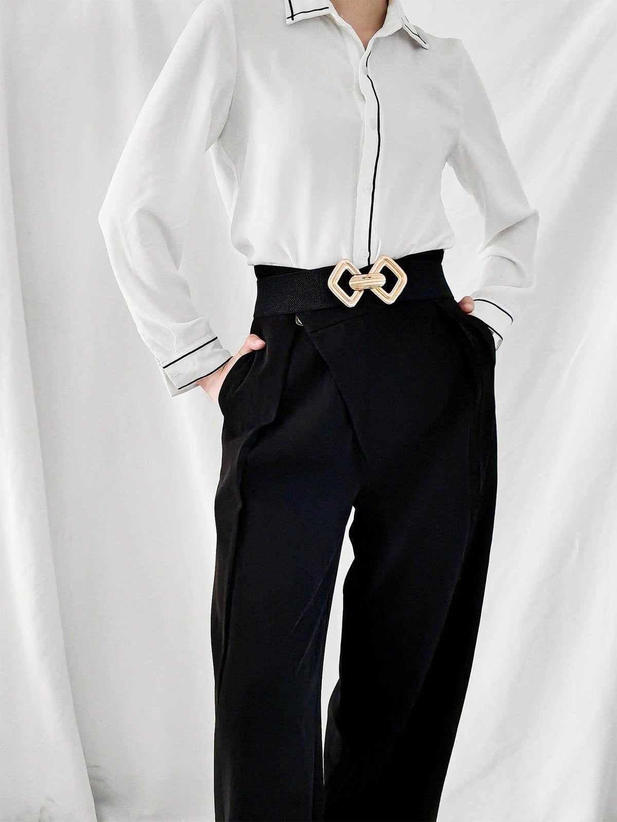 Geometric Buckle Elastic Wide Belt for Stylish Comfort