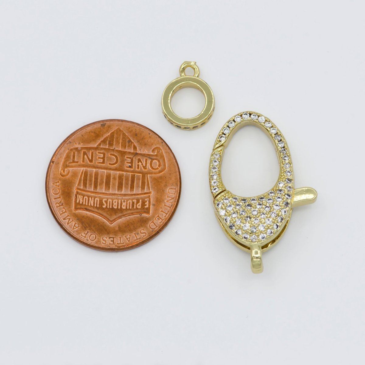 Dainty Crystal Gold Filled Oval Lobster Clasp with Jump Ring L-315