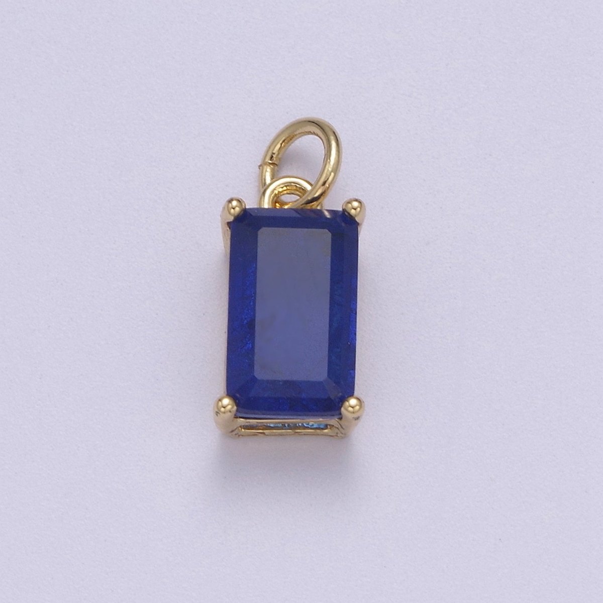 Dainty Cubic AB, Yellow, Blue, Teal, Green, Pink, Red 24k Gold Filled Solitaire Micro Pave Pendant Rectangle Emerald Diamond Cut Square Cz Stone Pendant for Birthstone Add on Charm C-707,C-712,C-713,C-716,C-743,C-773~C-779
