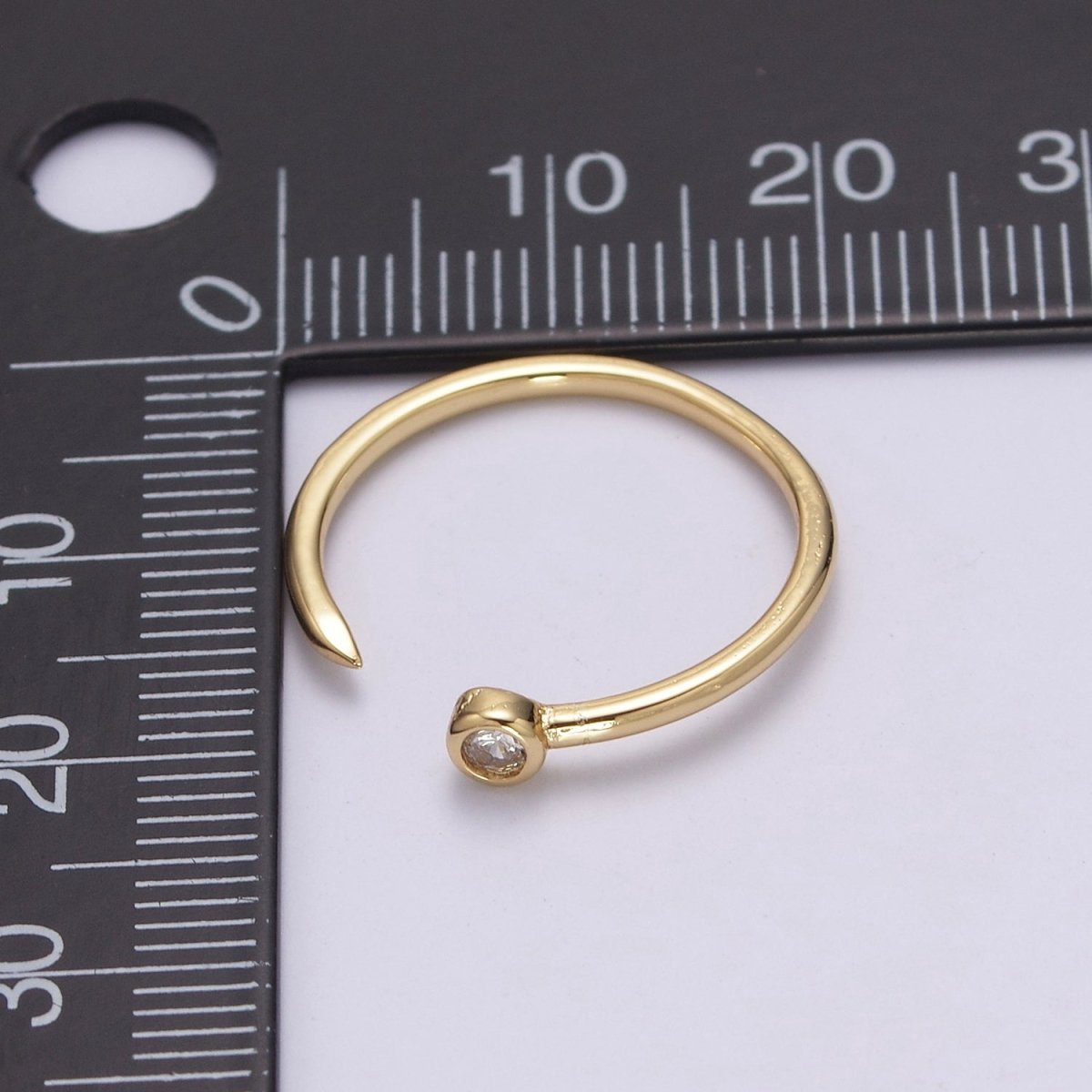 Dainty Cz Circle End Ring Round Cuff Ring Open Adjustable Gold Ring U-160