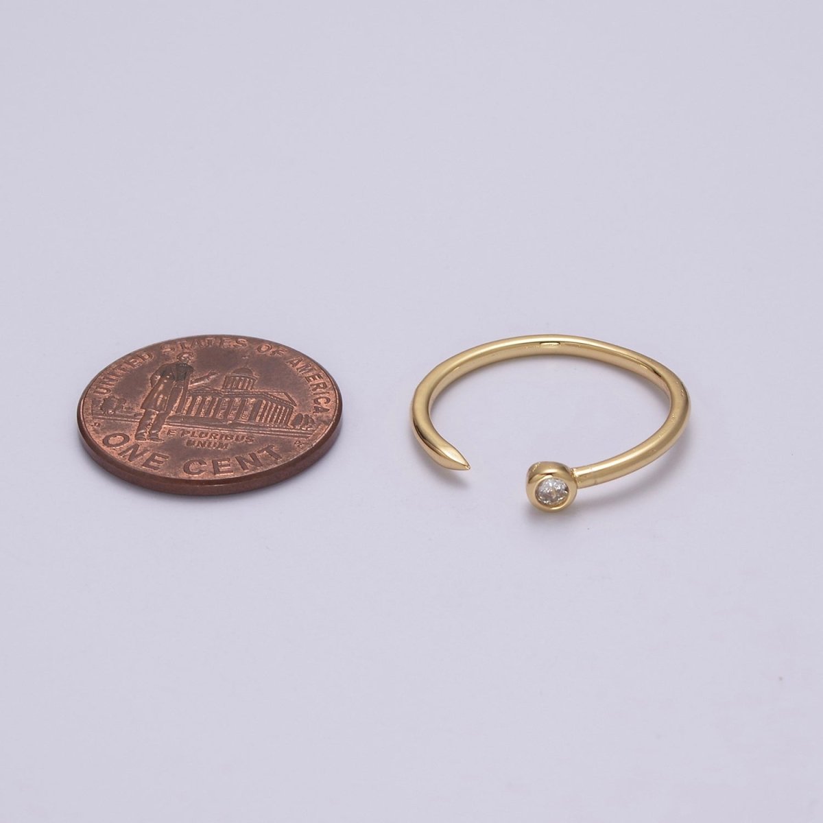 Dainty Cz Circle End Ring Round Cuff Ring Open Adjustable Gold Ring U-160