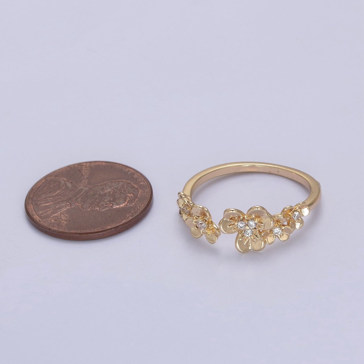Dainty Daisy Ring in Gold Filled Silver Open Adjustable Flower Ring U-495 U-496