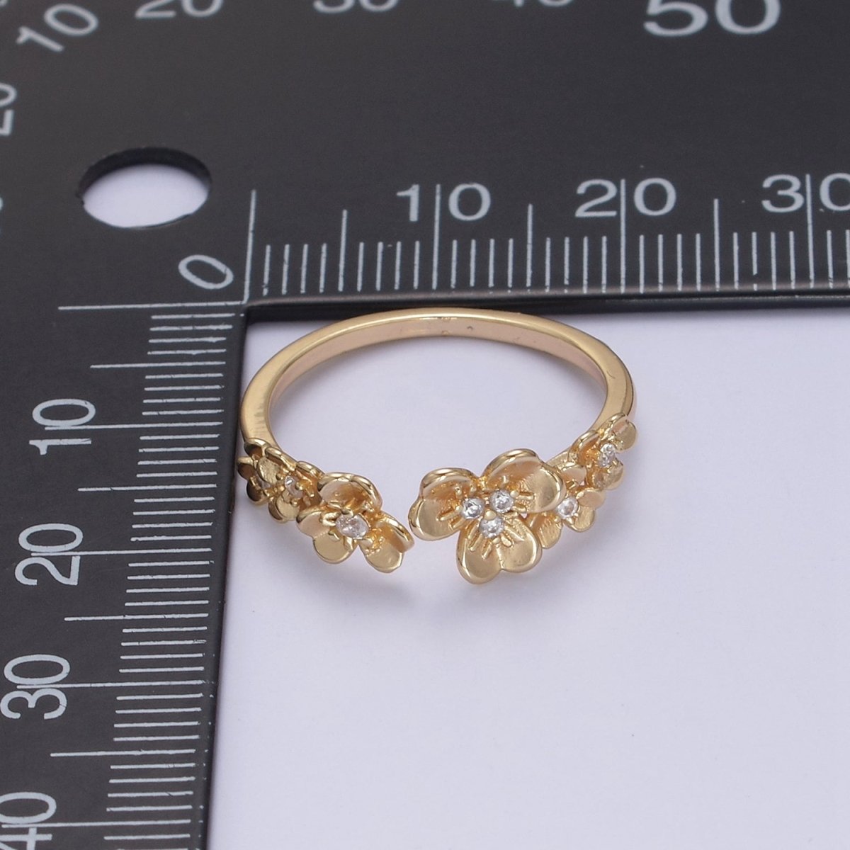 Dainty Daisy Ring in Gold Filled Silver Open Adjustable Flower Ring U-495 U-496
