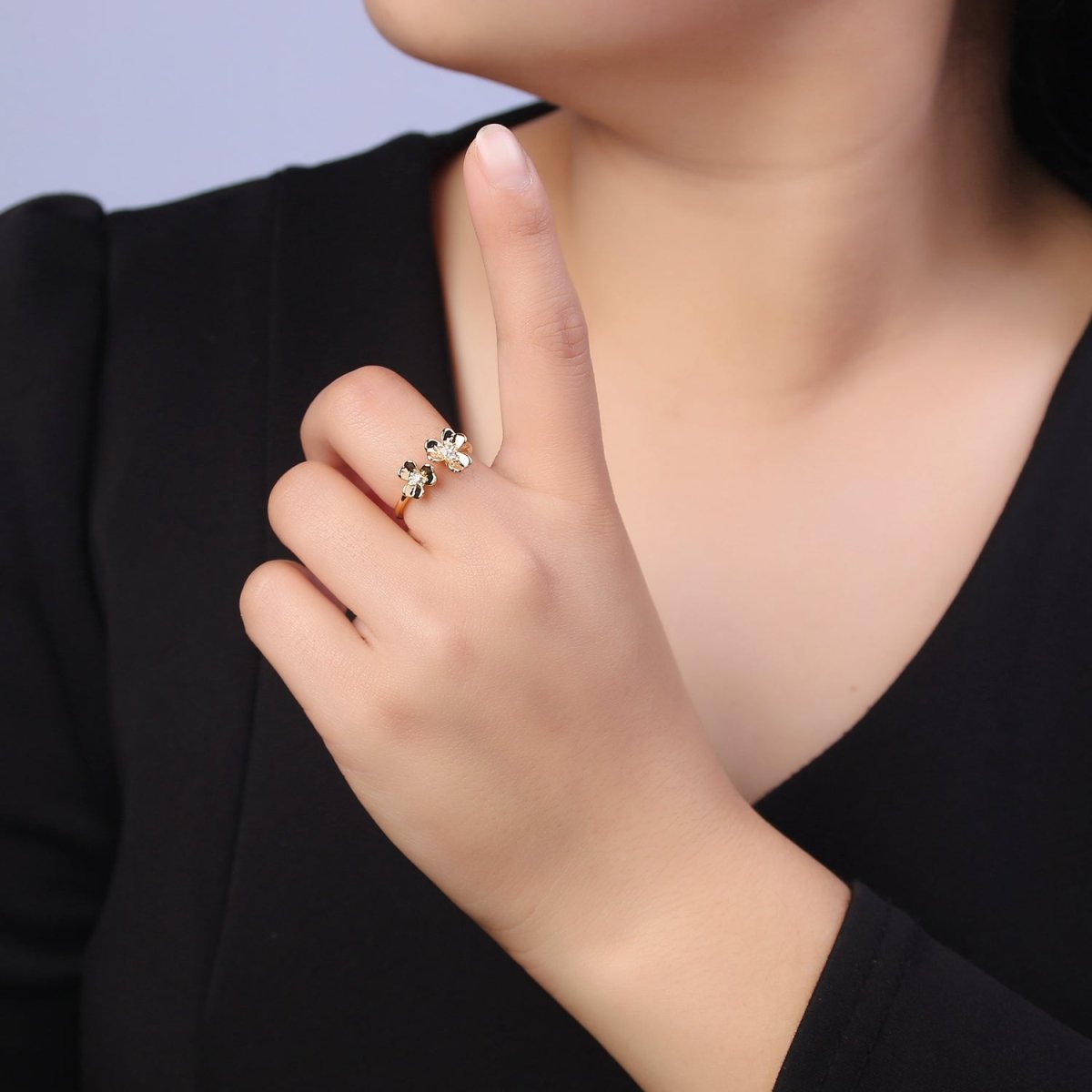 Dainty Daisy Ring in Gold / Silver Open Adjustable Flower Ring U-493 U-494