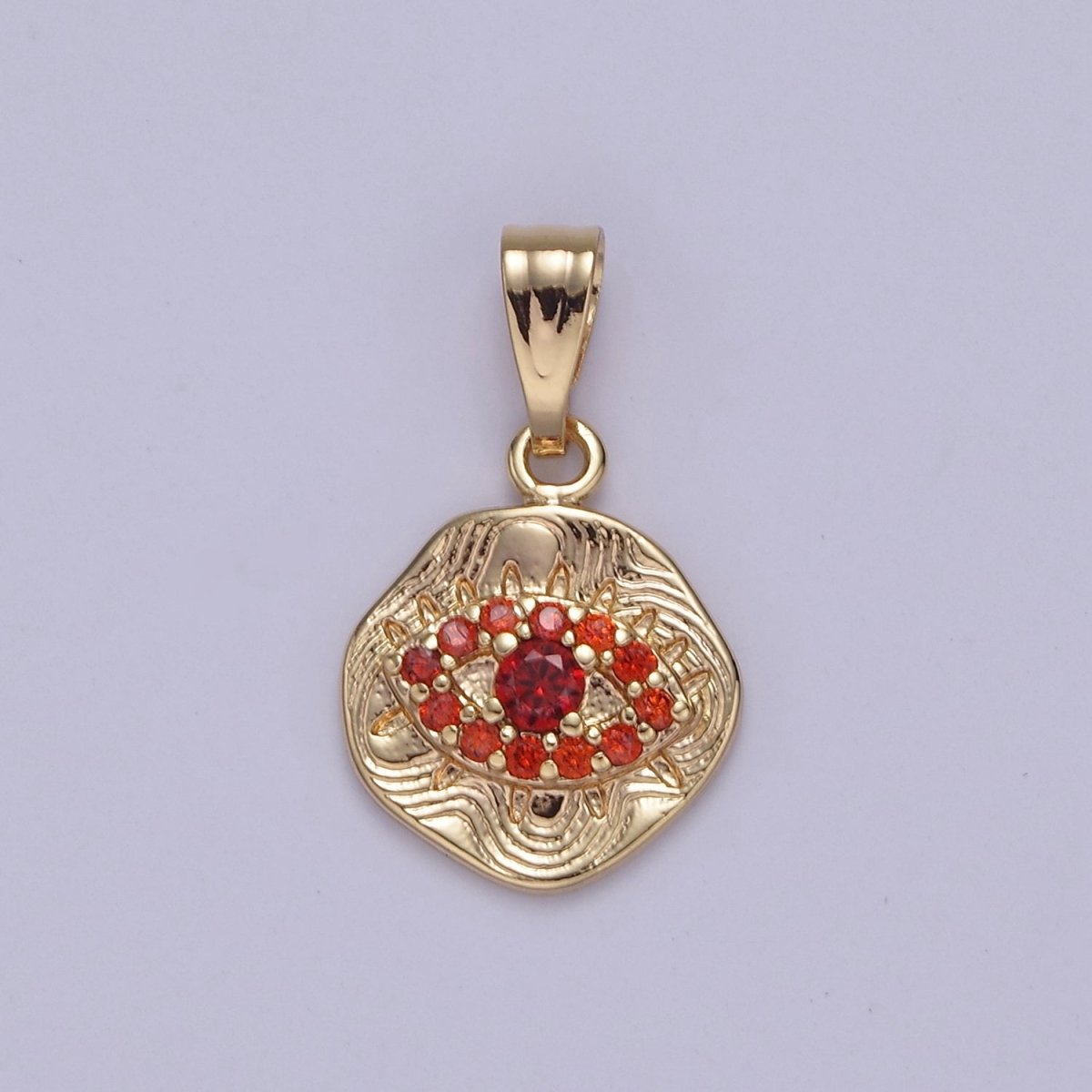 Dainty Evil Eye Charm with Orange / Topaz Cubic Zirconia Pendant J-425 J-426