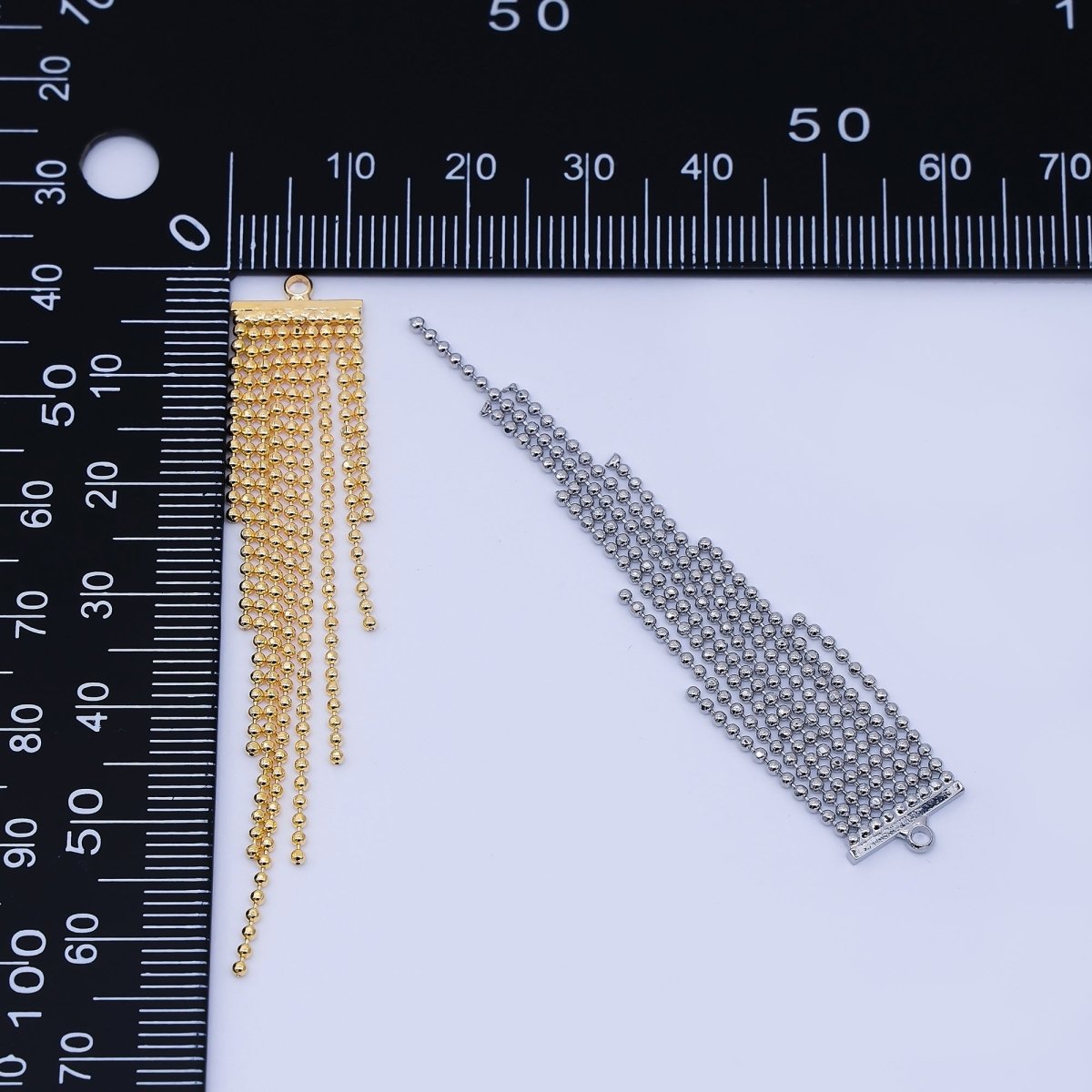 Gold, Silver 62mm Beaded Fringe Tassel Chain Drop Findings | AF1585 AH637