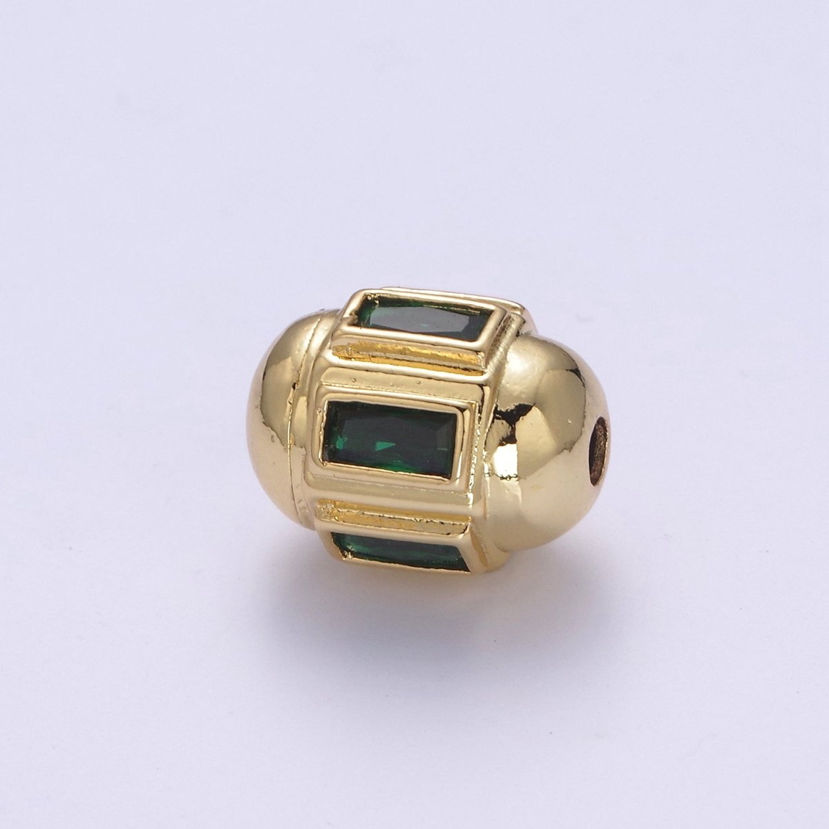 Dainty Gold Barrel Bead Spacer Cubic Zirconia 15x12mm for Bracelet Component B-105, B-106