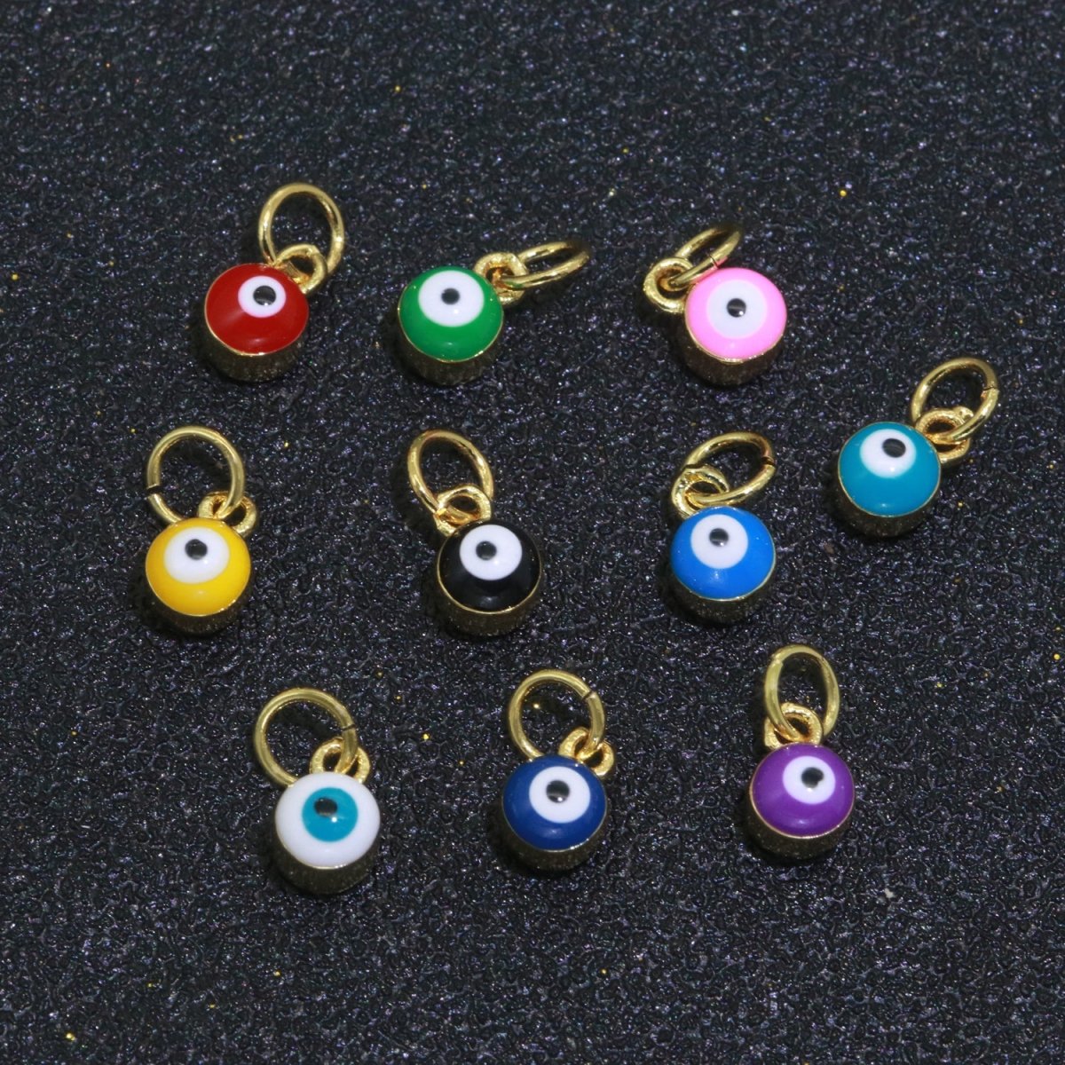 Dainty Gold Filled Mini Enamel Evil Eyes Charm, Tiny Round Evil Eye Charm, Pendants for Necklace Bracelet Earring add on charm