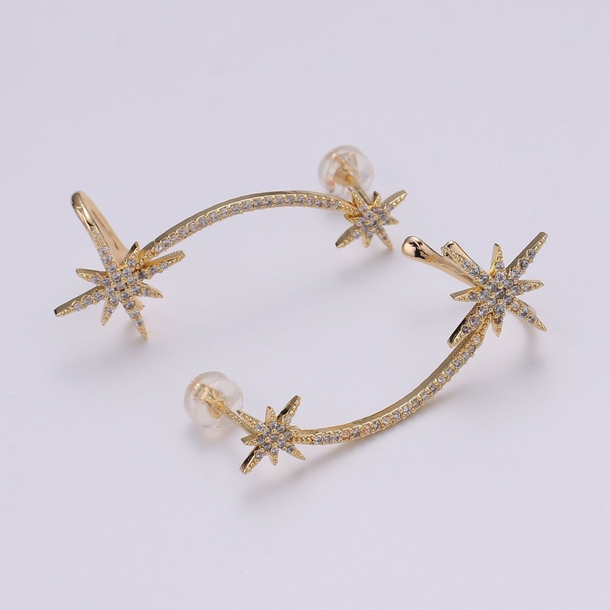 Dainty Gold Filled Snowflakes Earclimber AI-143