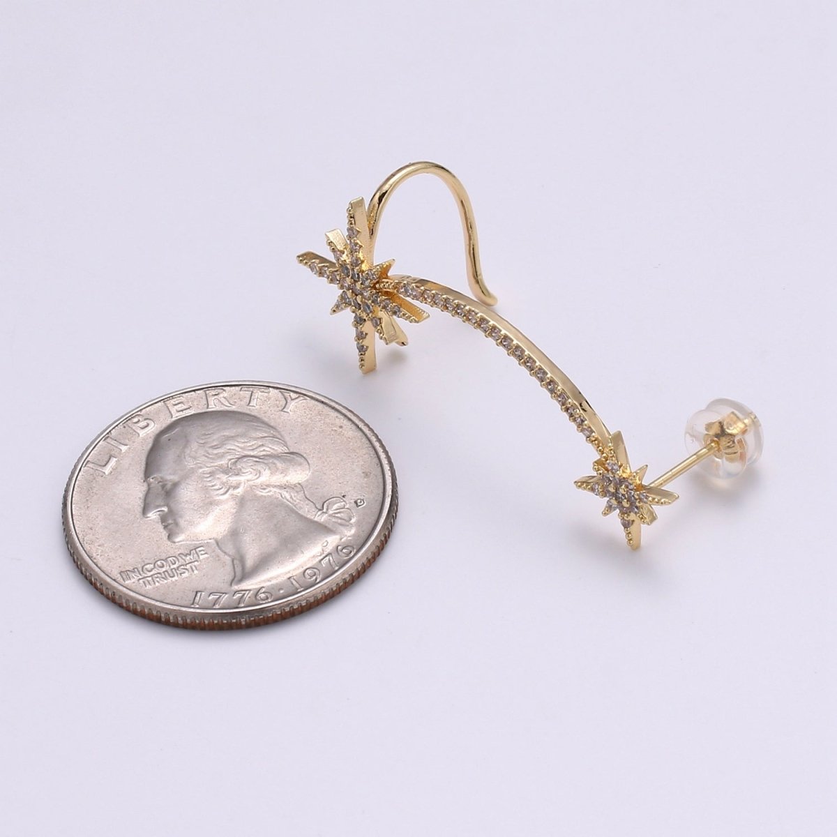 Dainty Gold Filled Snowflakes Earclimber AI-143