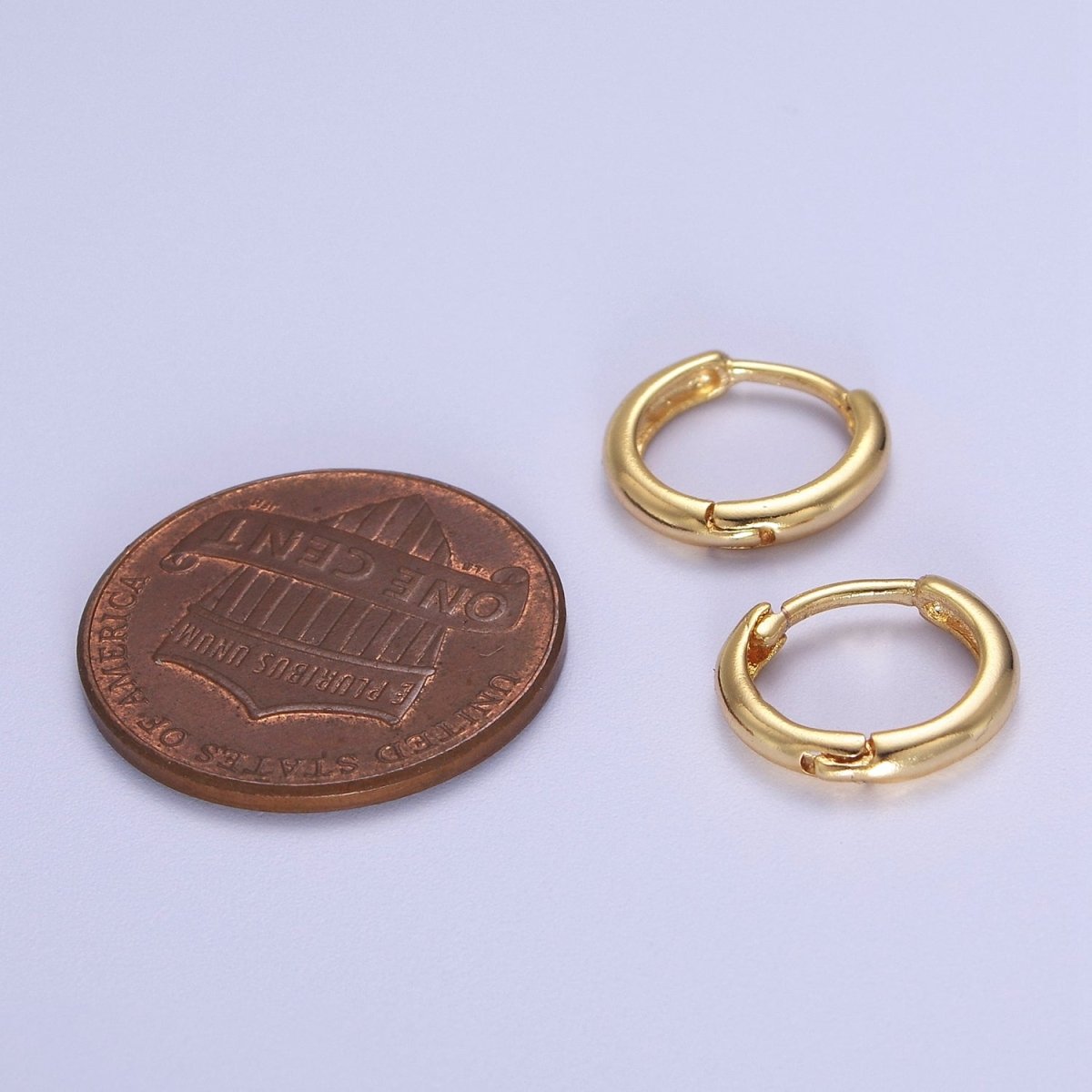 Dainty Gold Huggie Earring 12mm Simple Minimalist Hoop V-092