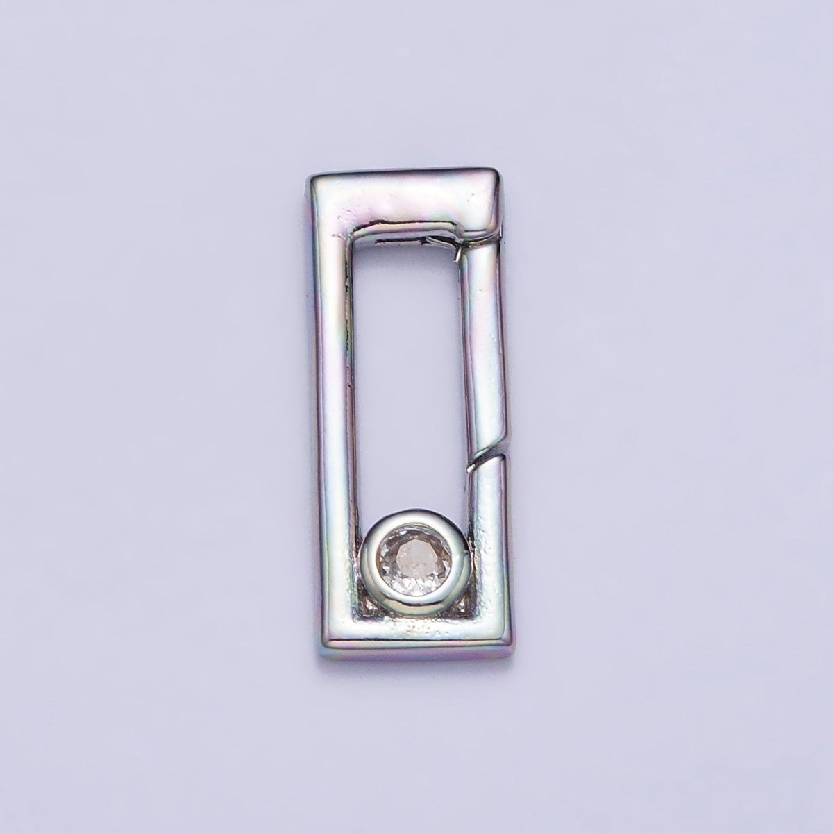 Dainty Gold Rectangle Clasp, Silver Hinged Clasp, Geometric Push Clasp Spring Gate Clasp with Micro Pave Safety Clasp Enhancer Z-351