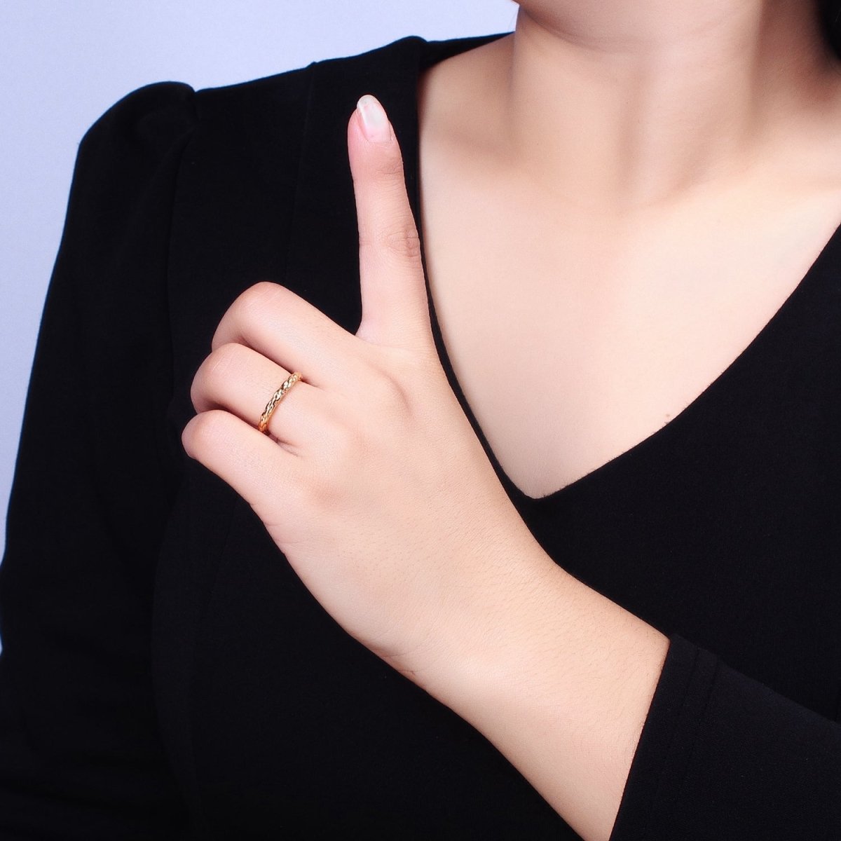 Dainty Gold Rope Ring Open Adjustable Silver Thin Ring O-1549 O-1550