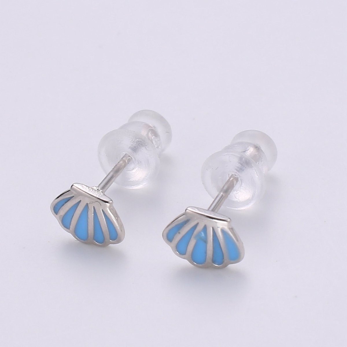 Dainty Gold Shell Stud Earrings, Gold Stud, Silver Stud, Gold Earring Minimalist Ocean Beach Design for gift Q-376 Q-377