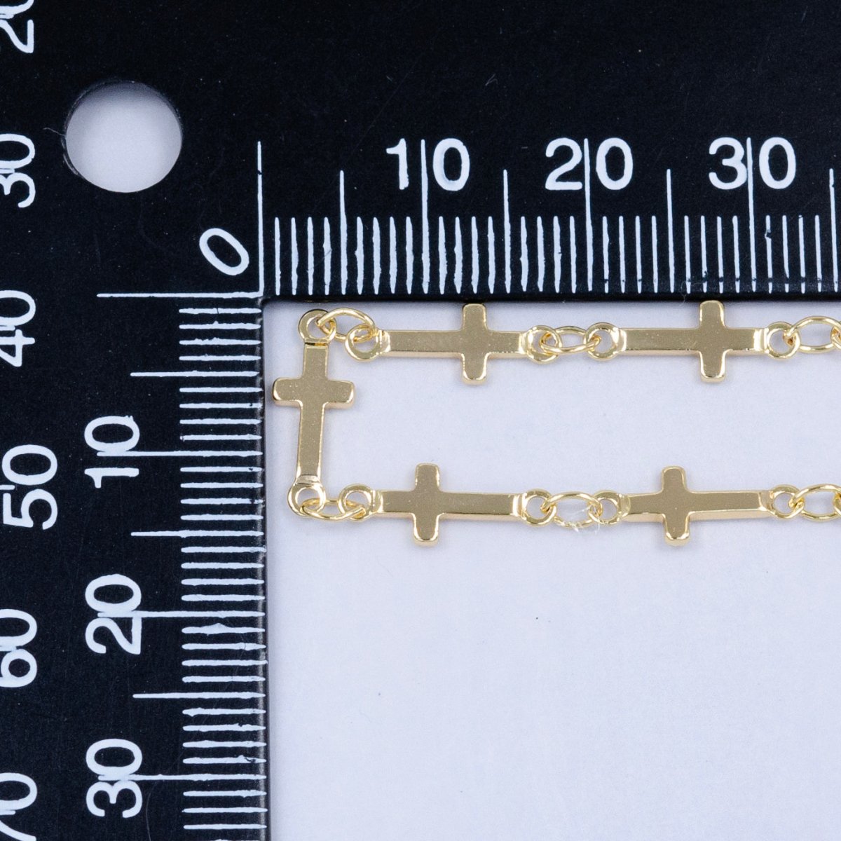 Dainty Gold Sideway Cross Link Chain by Yard 1.1 x 4.9 mm links | ROLL-1536