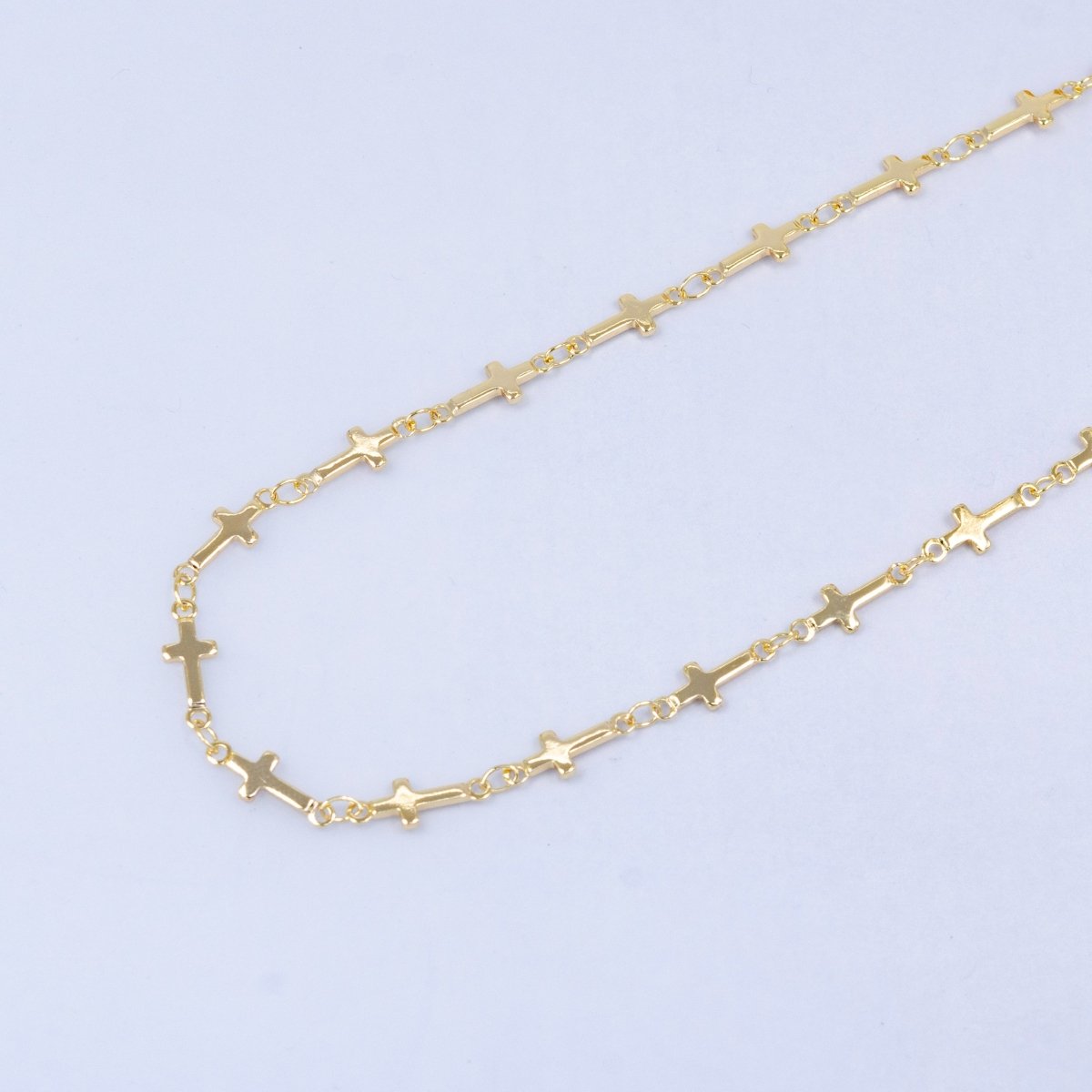 Dainty Gold Sideway Cross Link Chain by Yard 1.1 x 4.9 mm links | ROLL-1536