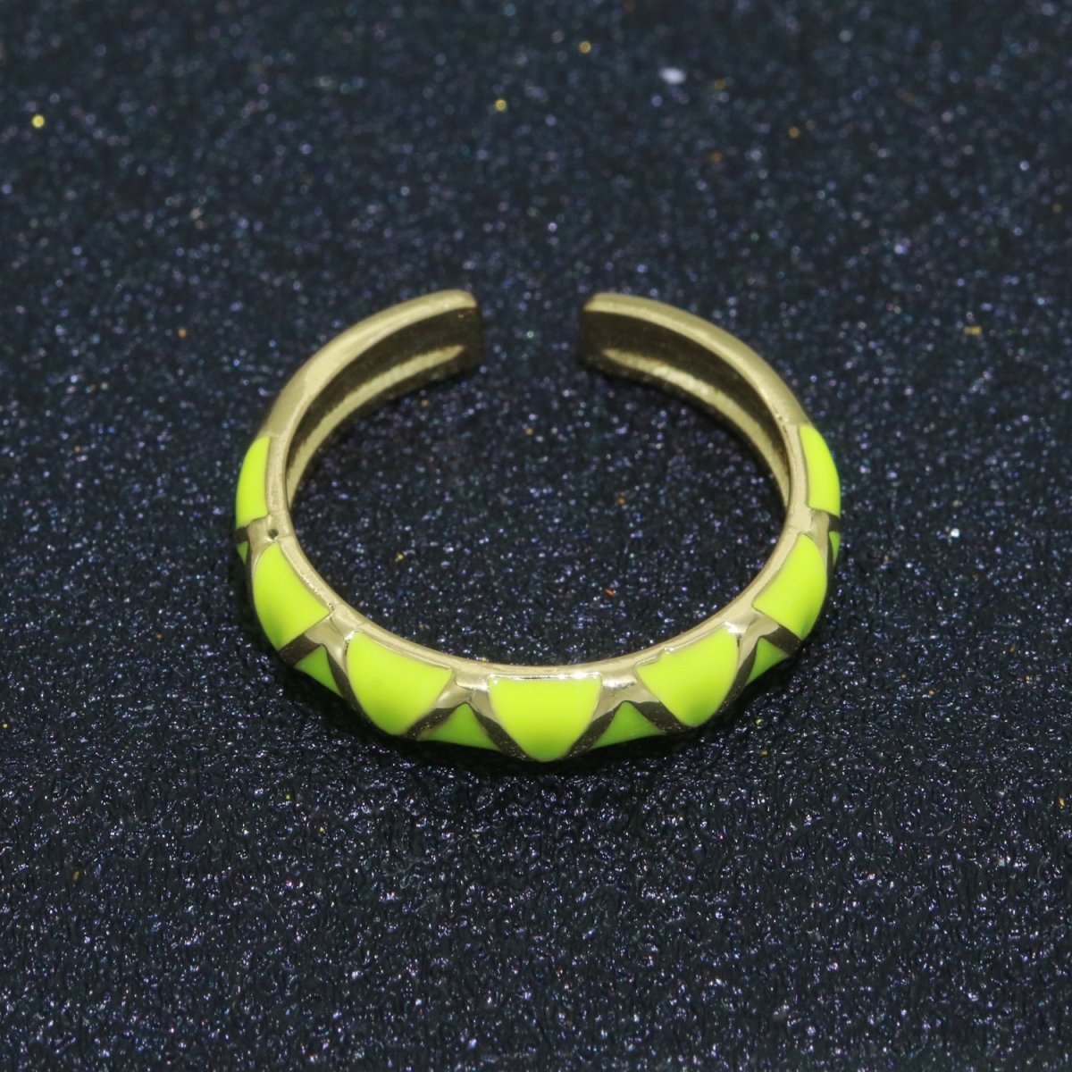 Dainty Gold Stackable Enamel Ring Bohemian Colorful Rainbow Band Open Adjustable S-120 ~ S-129
