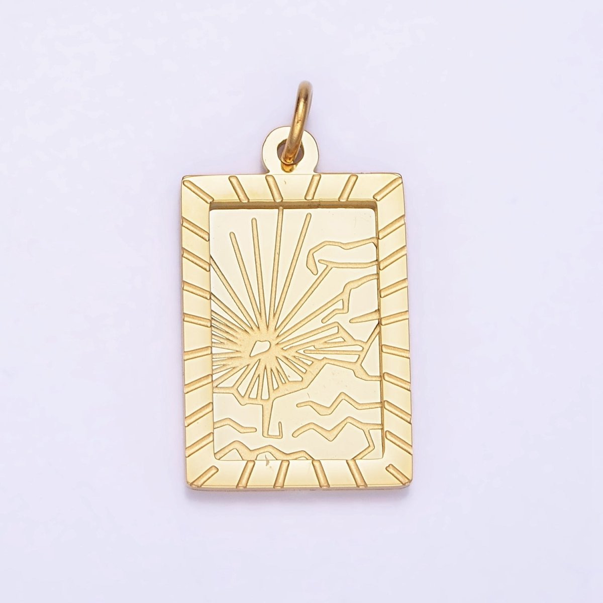 Dainty Gold Tag Stainless Steel Sun Charm Morning Sky Celestial Jewelry Pendant| P1404