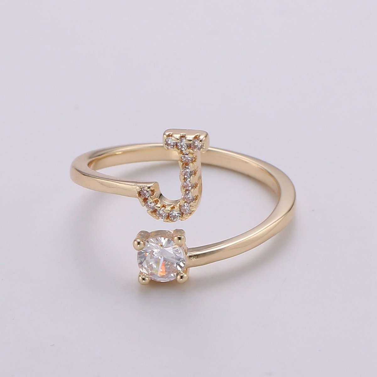 Dainty Initial Ring Gold Letter Ring Minimalist Initial Ring Initial Name Ring Adjustable Initial Cz Ring Personalized Bridesmaid Gift R-370-R-395
