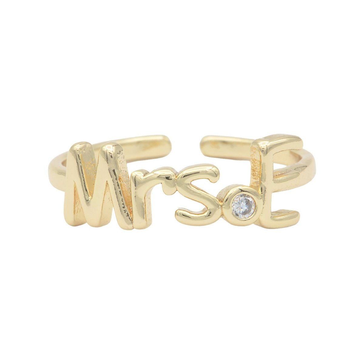 Dainty Mrs Ring Gold Letter Minimalist Initial Name Ring Adjustable Engagement Gift O-927-O-952