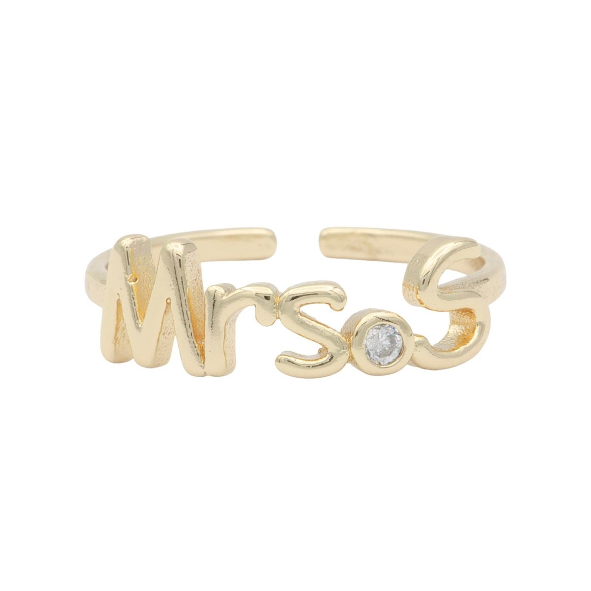 Dainty Mrs Ring Gold Letter Minimalist Initial Name Ring Adjustable Engagement Gift O-927-O-952