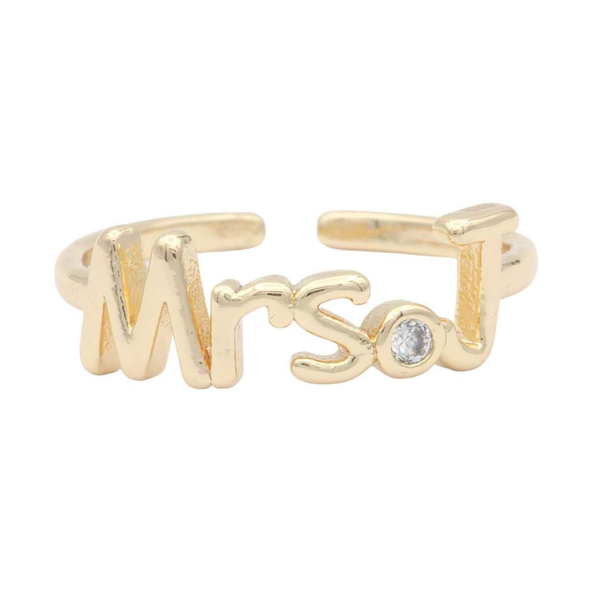 Dainty Mrs Ring Gold Letter Minimalist Initial Name Ring Adjustable Engagement Gift O-927-O-952