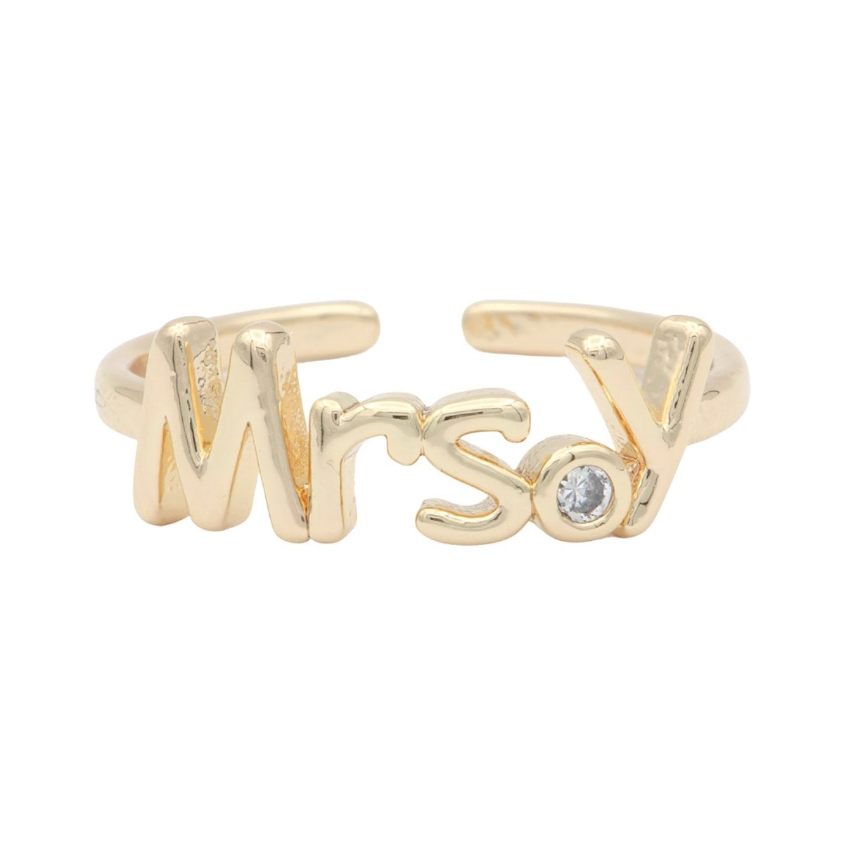 Dainty Mrs Ring Gold Letter Minimalist Initial Name Ring Adjustable Engagement Gift O-927-O-952
