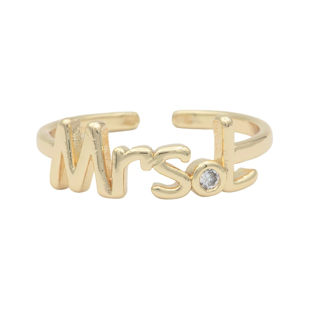 Dainty Mrs Ring Gold Letter Minimalist Initial Name Ring Adjustable Engagement Gift O-927-O-952